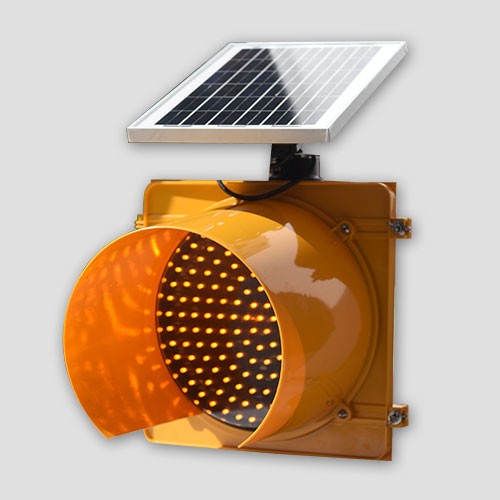 Amber Solar Powered Battery Operated Blinking Safety Traffic Light