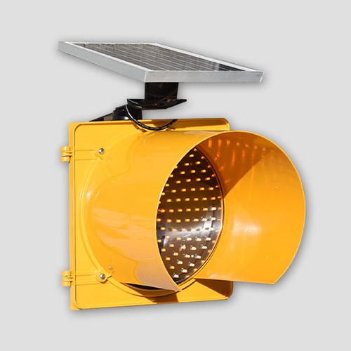 Amber Solar Powered Battery Operated Blinking Safety Traffic Light